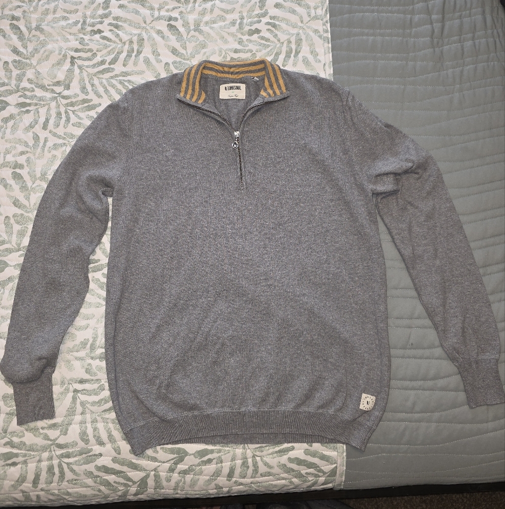 Men's Linksoul Gray Sweater with Zip Collar